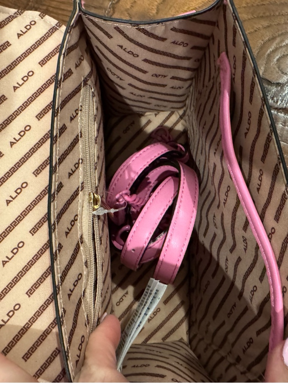 ALDO Pink Braided-Handle Top-Handle Satchel w/Crossbody Strap removable option! - Picture 7 of 9